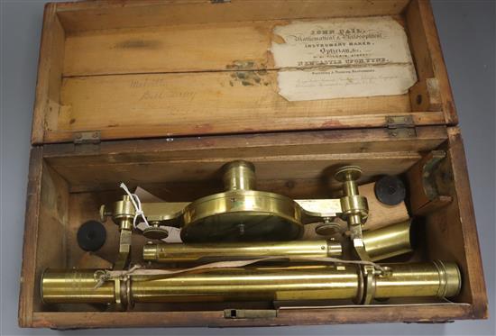 John Cail, Newcastle upon Tyne. A brass theodolite, with tripod